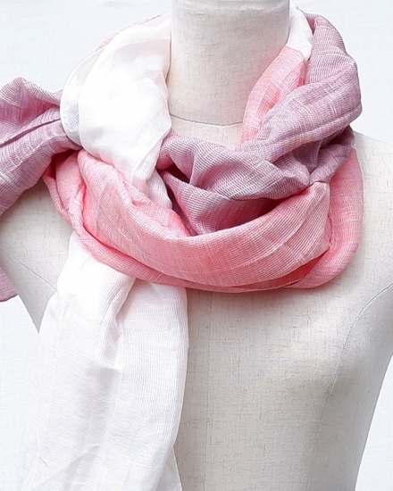 富士桜工房リネン×シルクストール「さらつや」ローズ　通気性に優れたストール！