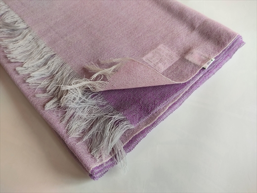 富士桜工房ウールガーゼストール「KASANE」紅藤色（ピンク×パープル）無縫製 二重織