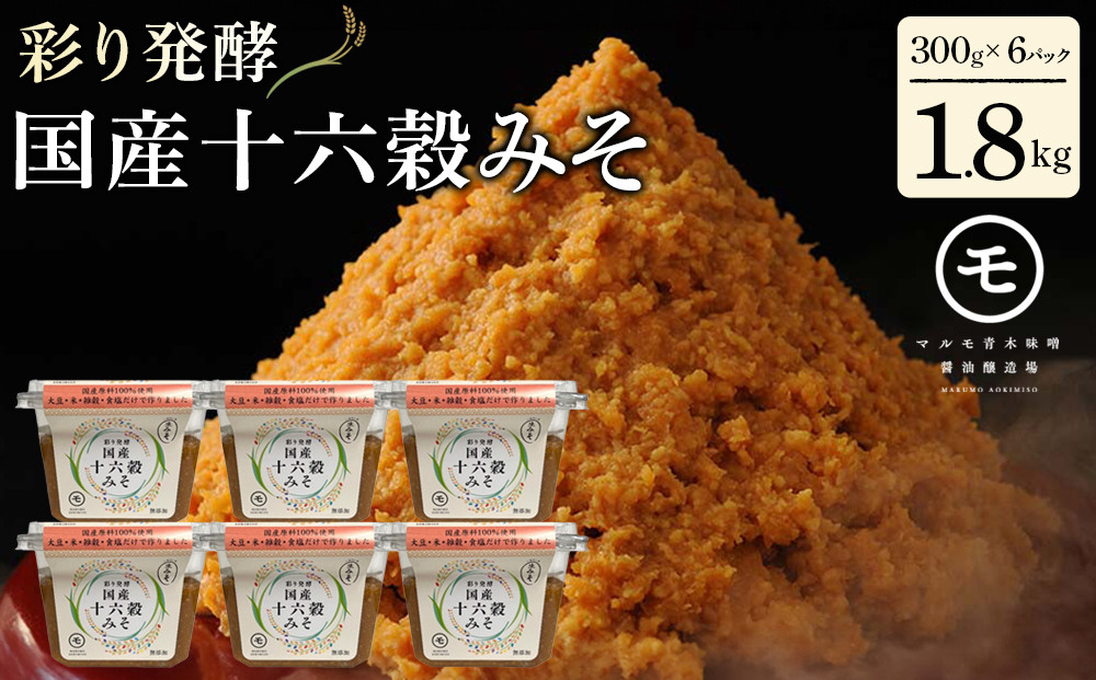 彩り発酵「国産十六穀みそ」300g×6個 | 十六穀みそ みそ 発酵 健康 人気 おすすめ 発酵食品 調味料 和食 日本食 みそ汁 信州みそ 送料無料 長野県 長野市 信州 信濃 ふるさと納税