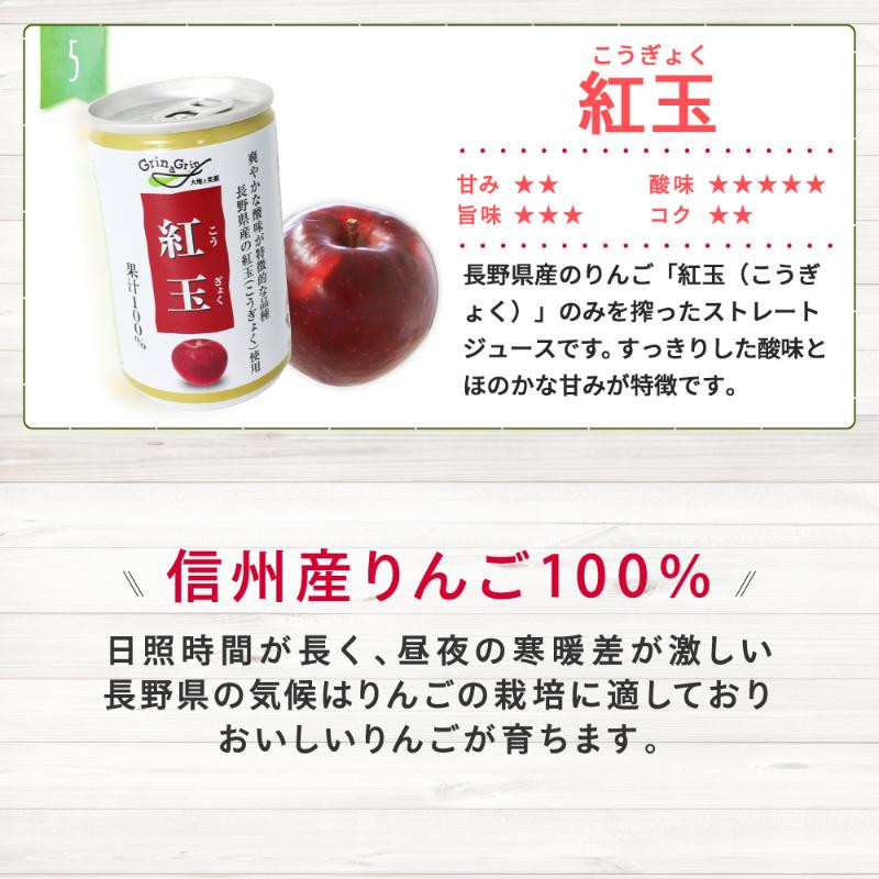 信州りんごジュース5種セレクト(紅玉・サンふじ・シナノスイート・シナノゴールド・秋映) 160g×6本×5品種 計30本入 リンゴ ジュース りんご 林檎 果汁 果実飲料 缶 お土産 ギフト 行事 長野 |   リンゴ ジュース りんご 林檎 果汁 果実飲料  ギフト 飲み比べ 人気 おすすめ プレゼント 送料無料  長野県 長野市 信州 信濃 ふるさと納税