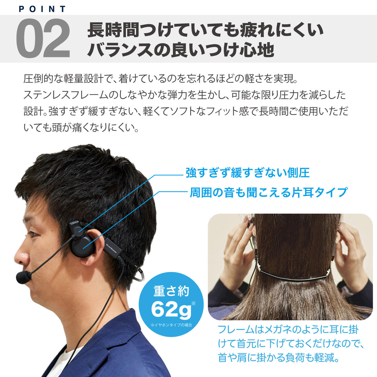 メガネフレーム型ヘッドセット SOUND WARRIOR SW-HW2 片耳スピーカータイプ 日本製 国産 イヤホン マイク 周辺機器 オーディオ周辺機器 PC テレワーク 在宅ワーク リモート 携帯性 コンパクト 城下工業 信州 長野　【 上田市 】