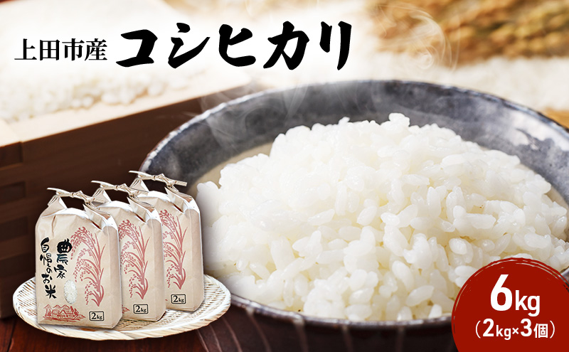 米 コシヒカリ 6kg (2kg×3個) 小分け お米 白米 精米 単一原料米 令和7年産 長野県産 長野 長野県 上田市