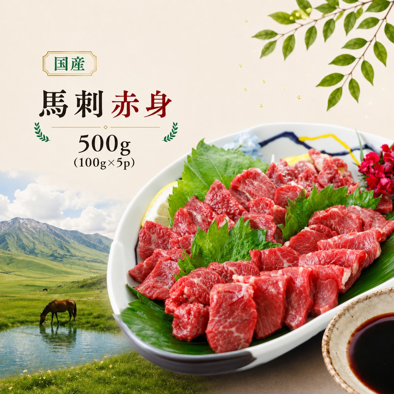 馬刺し 国産 赤身 500g（100g×5p） 馬刺しの長野屋 | 馬刺し 赤身 ロース タレ付き 鮮馬刺し 馬刺し 馬刺 長野 信州 馬肉 お肉 刺身 冷凍 真空パック 小分け 送料 無料 伊那 信州【012-85】 
