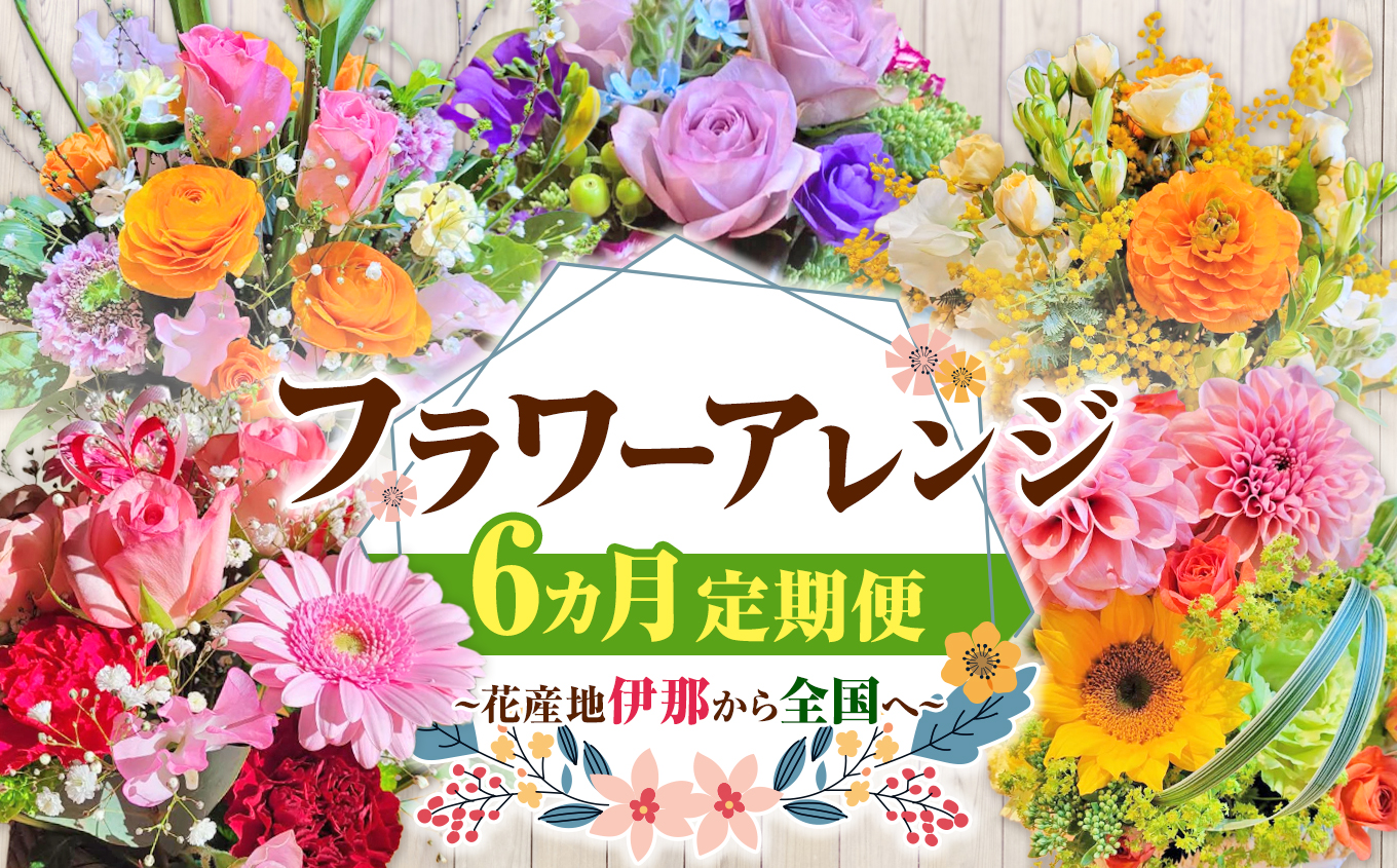 フラワーアレンジの定期便（ギフトにも）花産地伊那から全国へ　6ヶ月｜フラワーアレンジ 伊那 花 ギフト プレゼント はな 華やか 四季 信州 ふるさと納税【120-02】