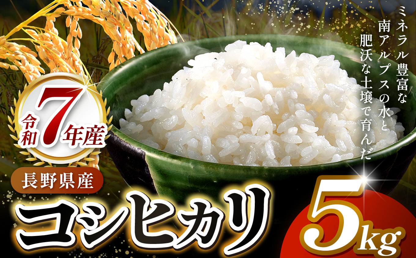 信州伊那産　令和７年度　伊那市田原産米　コシヒカリ　5キロ ｜ 米 コシヒカリ 田原産 お米 伊那 伊那産 長野県 ふるさと納税 【011-d0】