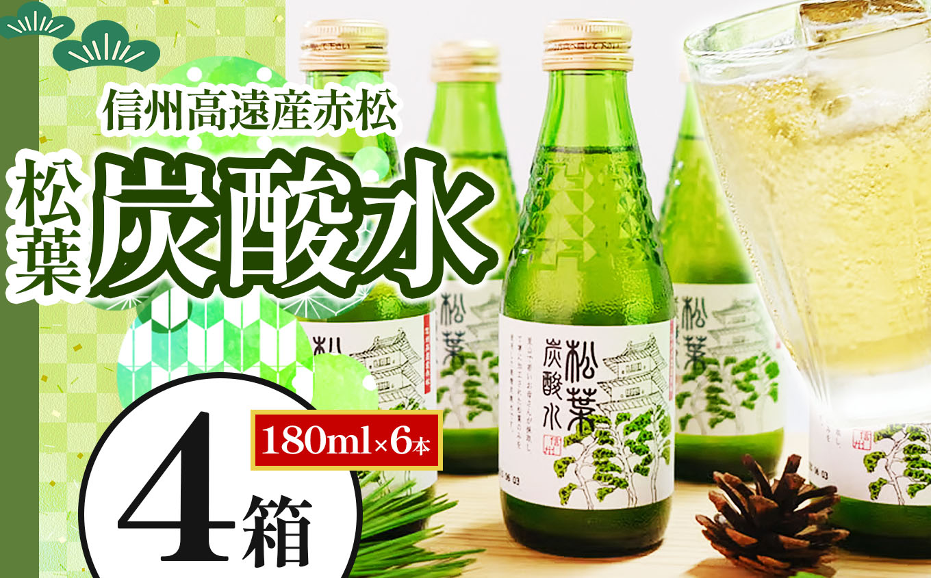 信州 高遠産 赤松 : 松葉炭酸水 180ml×6本 4箱 | 長野県 伊那市 松葉健康法 松葉 高遠 高遠里山の風 里山 再生 保全 松 松葉 炭酸 森林浴 信州 長野県産 【036-08】