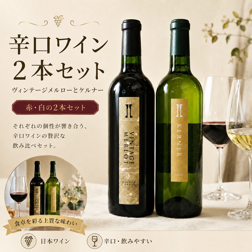 ワイン 伊那ワイン工房 辛口 ワイン 2本 セット （ ヴィンテージ メルロー と ケルナー ）｜ワイン 赤ワイン 白ワイン お酒 アルコール 飲料 信州 飲み比べ 長野県 伊那 信州【020-53】