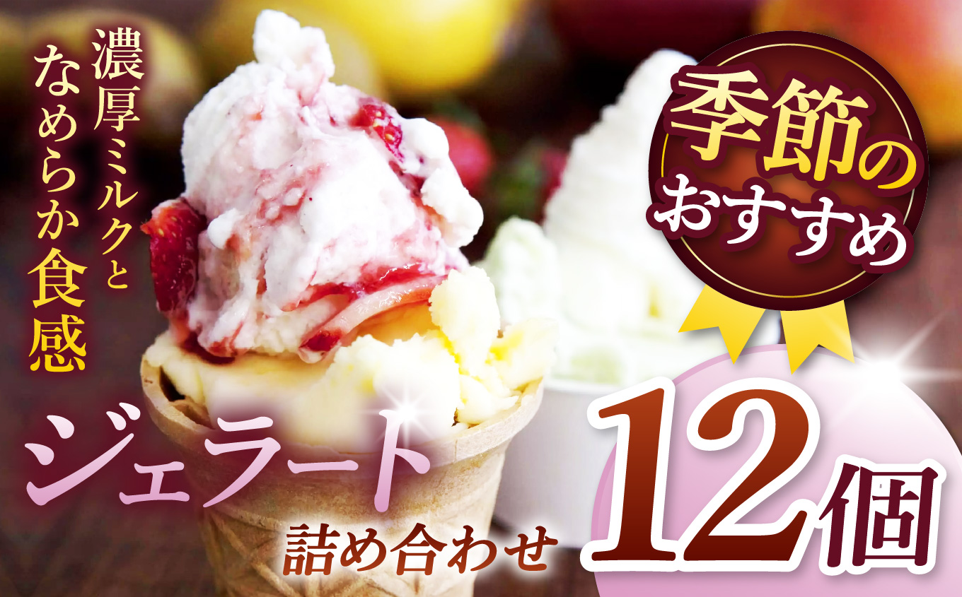 ジェラート 詰め合わせ 季節のお薦めジェラート詰め合わせ 90ml×12種類 カップ｜スイーツ ジェラート ミルク系 シャーベット系 季節 果物 野菜 すずらん牛乳 長野県 伊那市【014-41】