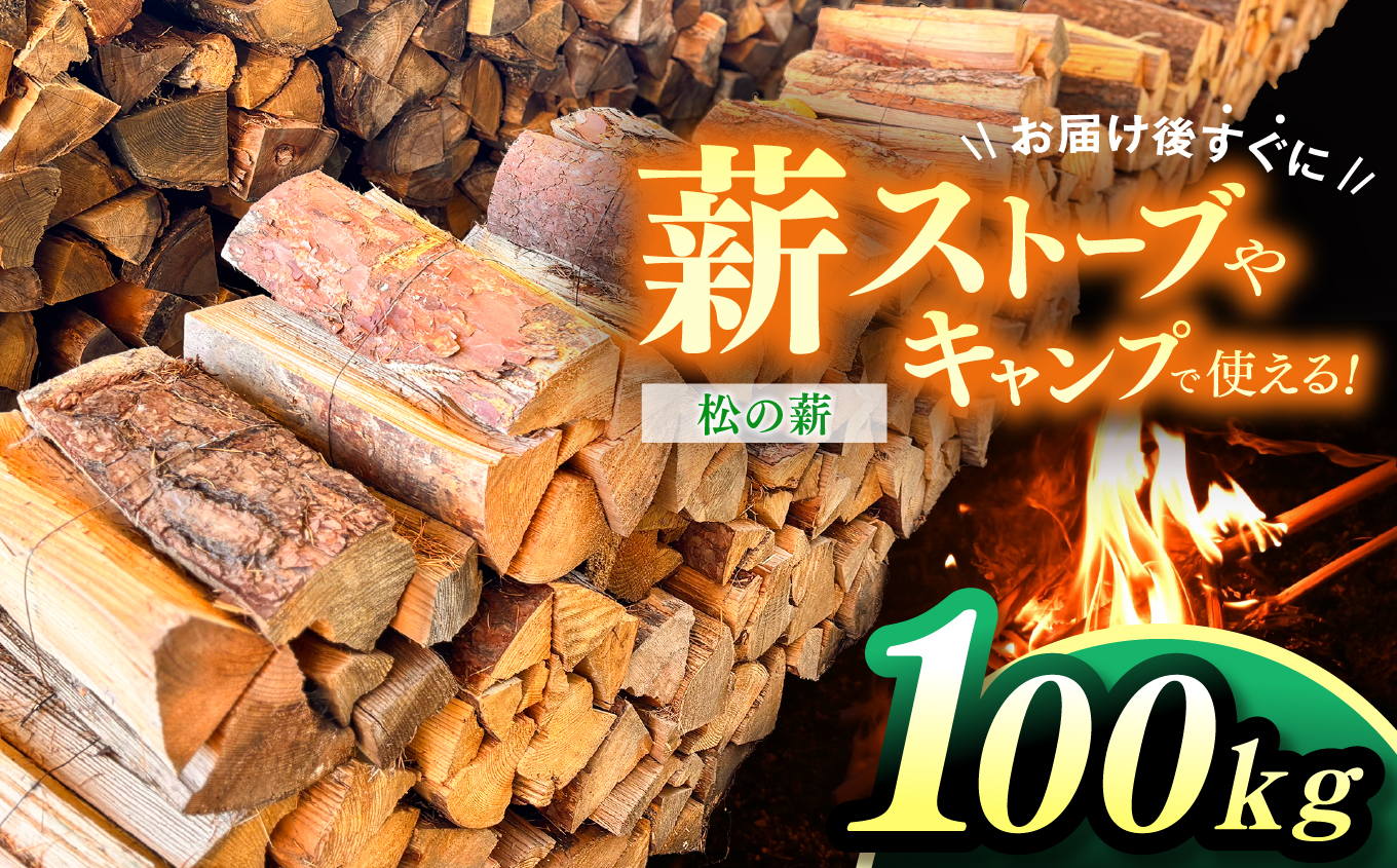 薪 信州産 松の薪 薪1箱 約20キロ×5箱 合計100キロ 薪長さ：35cm【041-04】