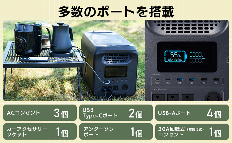 【810-01】ロジテック ポータブル電源 2500P 容量 2560Wh AC出力 2500W【DE-PS2500PLBK】