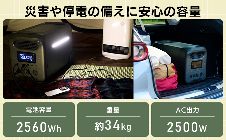 【810-01】ロジテック ポータブル電源 2500P 容量 2560Wh AC出力 2500W【DE-PS2500PLBK】