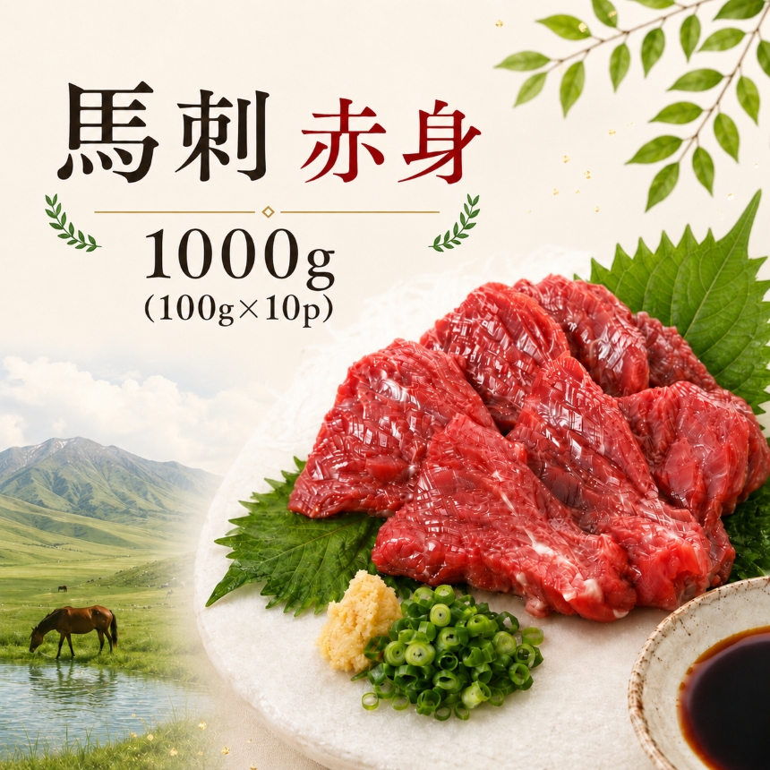 馬刺し 赤身 1000g（100g×10p） 馬刺しの長野屋 | 馬刺し 赤身 ロース タレ付き 鮮馬刺し 馬刺し 馬刺 長野 信州 馬肉 お肉 刺身 冷凍 真空パック 小分け 送料 無料 伊那 信州【017-31】