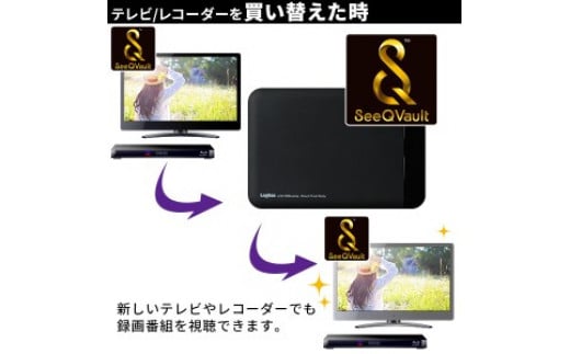 【083-02】ロジテック SeeQVault（シーキューボルト）対応 テレビ録画用 2.5インチ ポータブルハードディスク 1TB 【LHD-PBMB10U3QW】