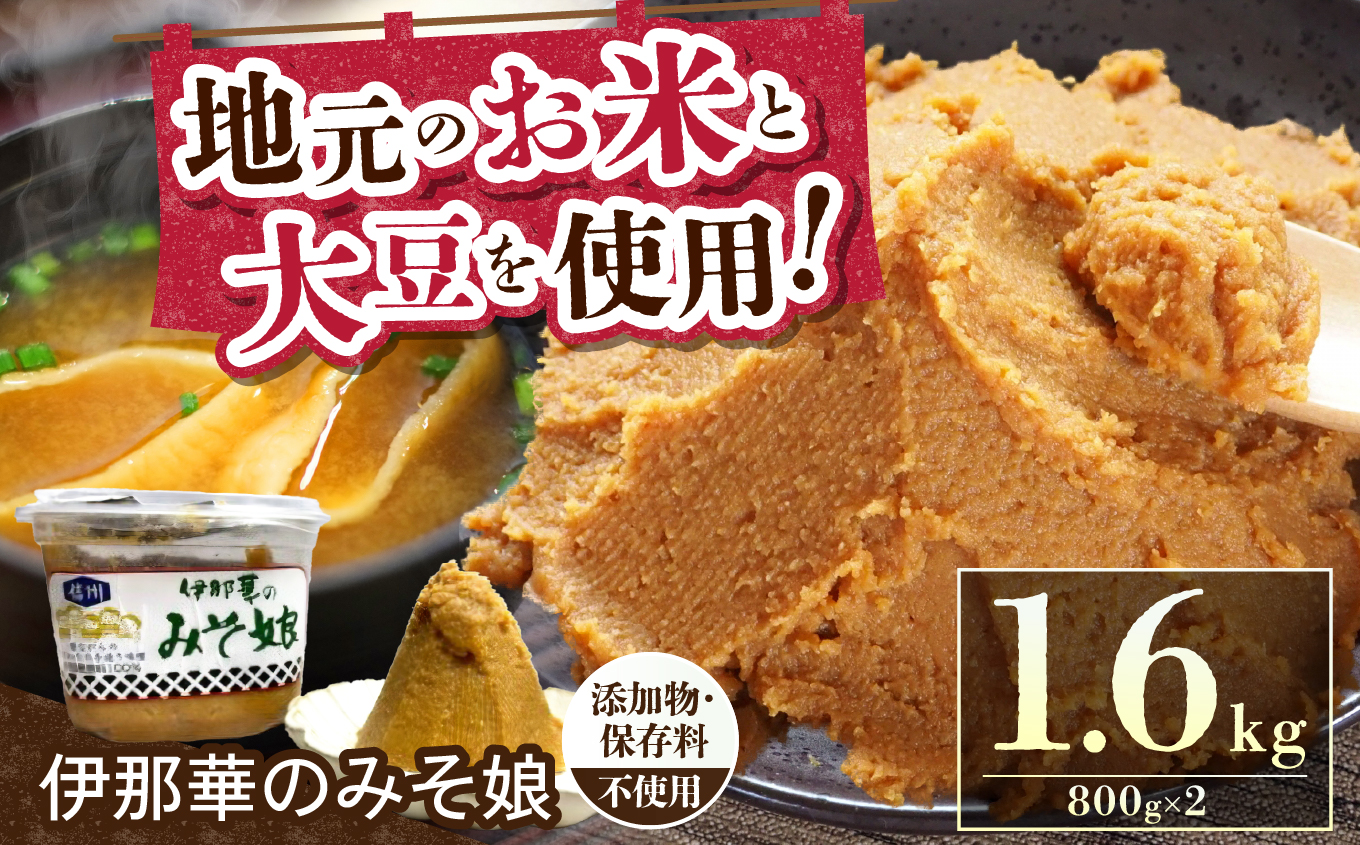 味噌 伊那華のみそ娘 みそ 800g×2個セット｜味噌 みそ 調味料 伊那 いな 長野県 ふるさと納税 大豆 お土産【009-41】