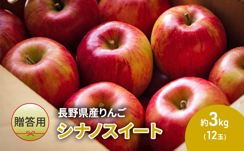 りんご 長野 贈答用 リンゴ シナノスイート 約3kg （12玉） 産地直送 ギフト プレゼント 贈答 贈答品 贈り物 フルーツ 果物 デザート 林檎 秋 旬 信州 長野県 長野県産