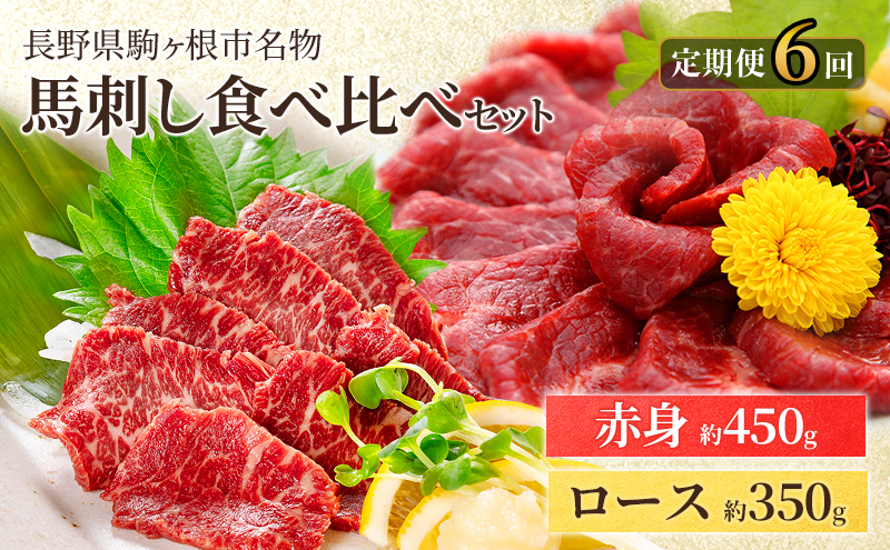 【定期便】馬刺しロース350gと赤身450g食べ比べ（6ヶ月連続お届け）