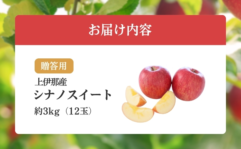 りんご 長野 贈答用 リンゴ シナノスイート 約3kg （12玉） 産地直送 ギフト プレゼント 贈答 贈答品 贈り物 フルーツ 果物 デザート 林檎 秋 旬 信州 長野県 長野県産