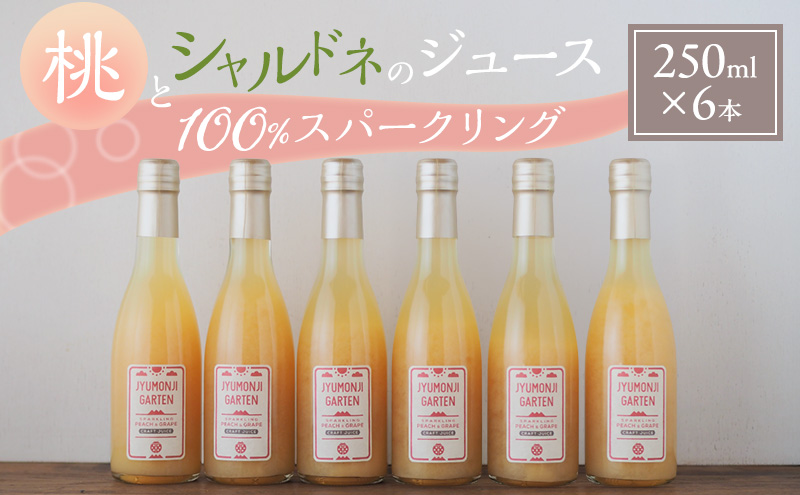 桃とシャルドネのジュース 100％スパークリング（250ml×6本）