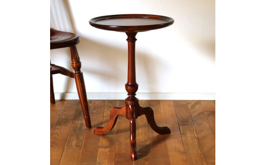 ワインテーブル ( Φ36cm 漆仕上げ ) | テーブル 家具 机 カフェテーブル キャンドルスタンド フラワースタンド 花台 スタンド 漆 すり漆 伝統工芸 漆芸 栃 トチ 樺 木材 木目 クラシカル 国産材 長野県 塩尻市