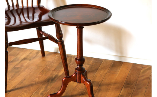 ワインテーブル ( Φ36cm 漆仕上げ ) | テーブル 家具 机 カフェテーブル キャンドルスタンド フラワースタンド 花台 スタンド 漆 すり漆 伝統工芸 漆芸 栃 トチ 樺 木材 木目 クラシカル 国産材 長野県 塩尻市