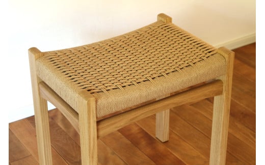 編み座面 の スツール （ 国産 クリ材 ） | 椅子 家具 いす イス スツール クリ 国産材 無垢材 ペーパーコード 長野県 塩尻市