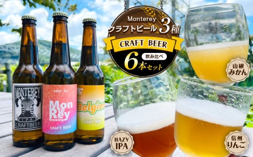 クラフトビール6本 3種飲み比べセット | お酒 酒 おさけ クラフト ビール くらふと びーる 信州 りんご 飲み比べ みかん ミカン 蜜柑 山椒 HAZY IPA 長野県 塩尻市