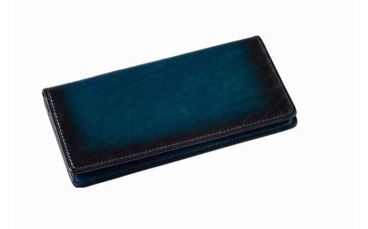 jaCHRO LONG WALLET （青） ｜漆 革 皮 財布 長財布 漆塗り 経年経過 味 育てる財布