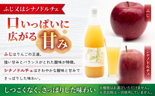 果汁100％りんごジュース（ふじ又はシナノドルチェ）３本【飯島りんご園】