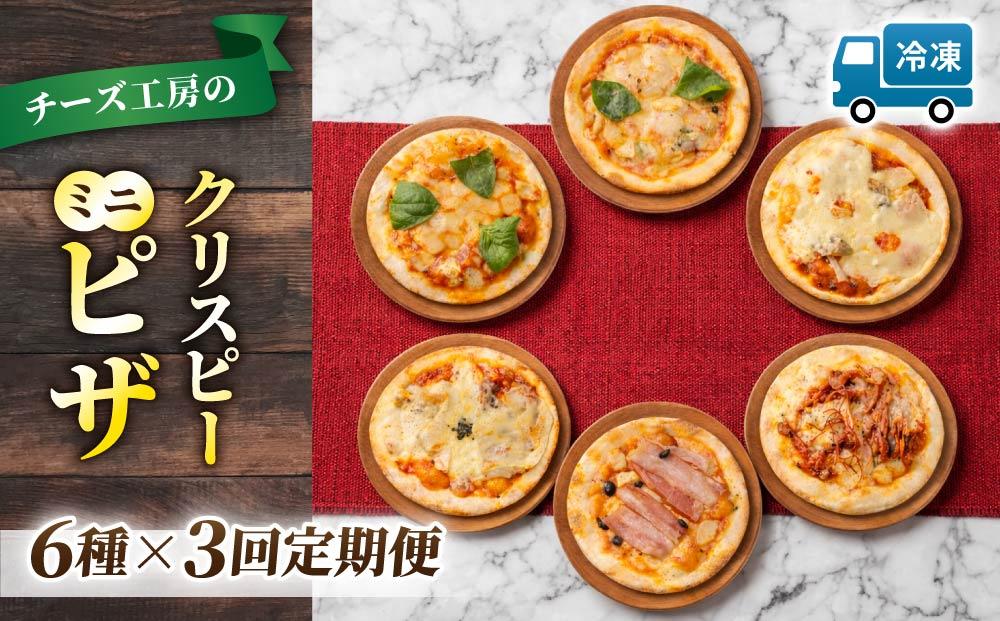 【3回定期便】ミニピザ6枚セット（モッツァレラチーズ、ニンニクと小エビ、マルゲリータ、ペパロニガーリック、カマンベール、信州きのことベーコン）｜アトリエ・ド・フロマージュ｜冷凍