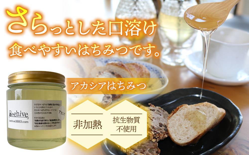 【ビーハイブ】旅する養蜂家厳選！東御市産アカシアはちみつ600g