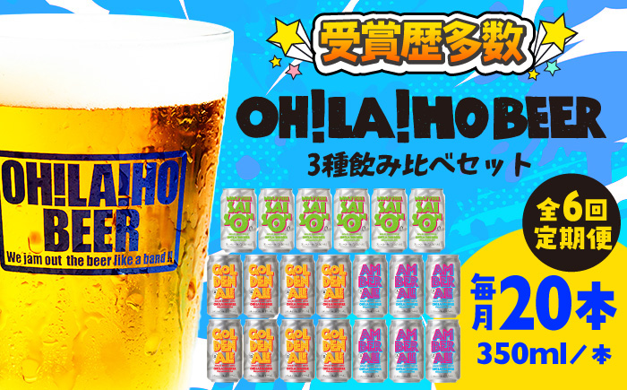【6回定期便】オラホビール3種飲み比べ20本セット