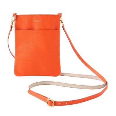 【濱野皮革工藝のショルダーバッグ】スマートフォンポシェット(オレンジ)【1374969】