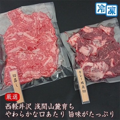 【牛肉カレー用】信州蓼科牛の厳選部位切落しセット600g(300g×2パック)御代田町古越牧場産【配送不可地域：離島】【1297012】