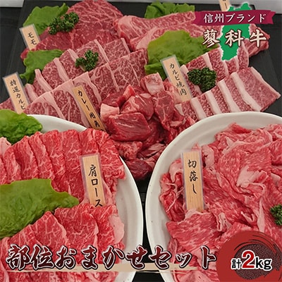 【牛肉部位おまかせセット】信州蓼科牛の厳選部位を2kg御代田町古越牧場産【配送不可地域：離島】【1297073】