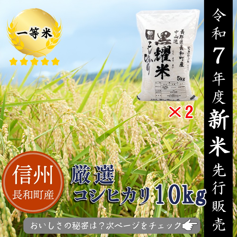【令和7年度新米】2025年9月10月収穫　コシヒカリ10kg（5kg×2袋個包装）2025年11月下旬・12月下旬分先行予約　信州長和町産　長野県産　一等米