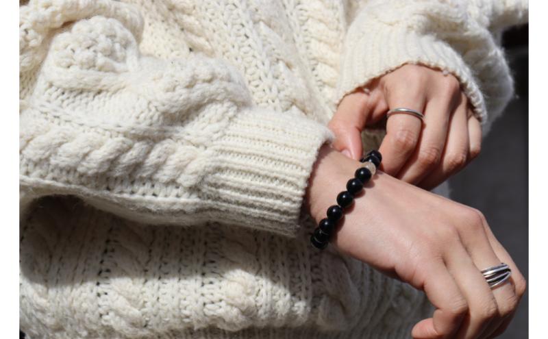 黒耀石のブレスレット（16cm） アクセサリー ファッション 