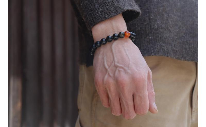 黒耀石のブレスレット（17cm） アクセサリー ファッション 