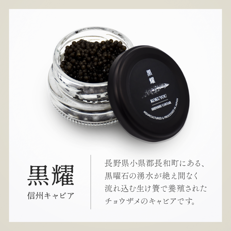 黒耀 信州キャビア 15g 信州キャビア15g 入瓶 キャビアスプーン1本付 化粧箱入り 長野県製造 冷凍生キャビア キャビア 生キャビア 生 スプーン付き 信州 長野県