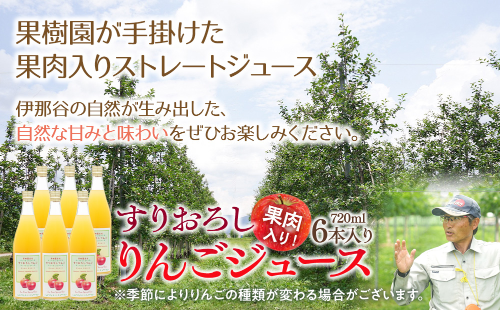 ジュース 果肉入り すりおろし りんごジュース 6本入り りんご 林檎 フルーツ 果物