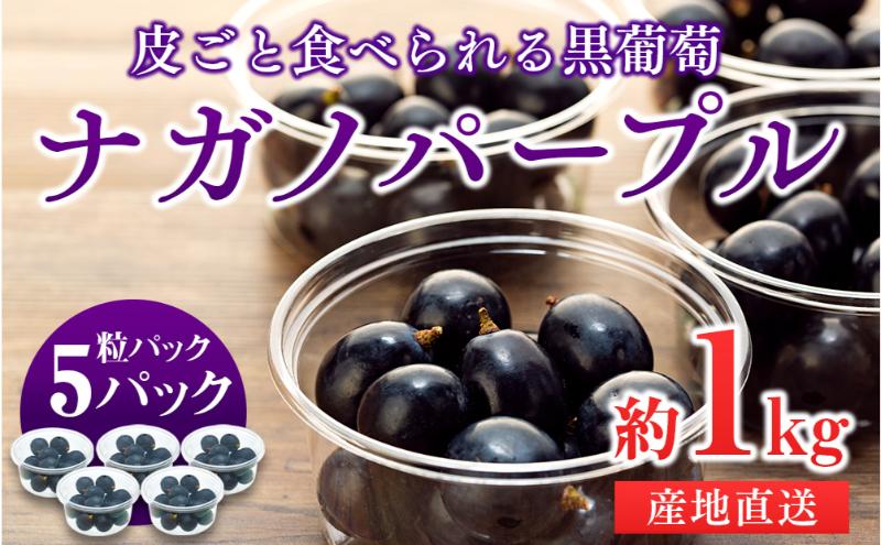 ぶどう ナガノパープル 粒パック 約1kg 皮ごと食べられる黒葡萄 葡萄 ぶどう ブドウ 長野 フルーツ 果物 信州産 長野県産 特産 産地直送 おすすめ デザート