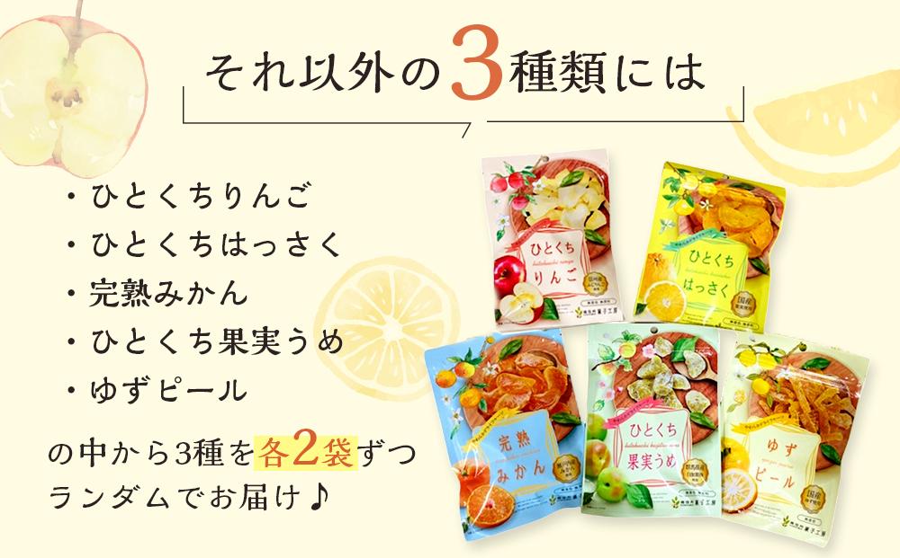 やわらかドライフルーツ（国産原料）中袋  4種×2袋お楽しみセット ｜ フルーツ お菓子 おつまみ 果物 レモン リンゴ はっさく みかん ゆず うめ 国産 長野 信州