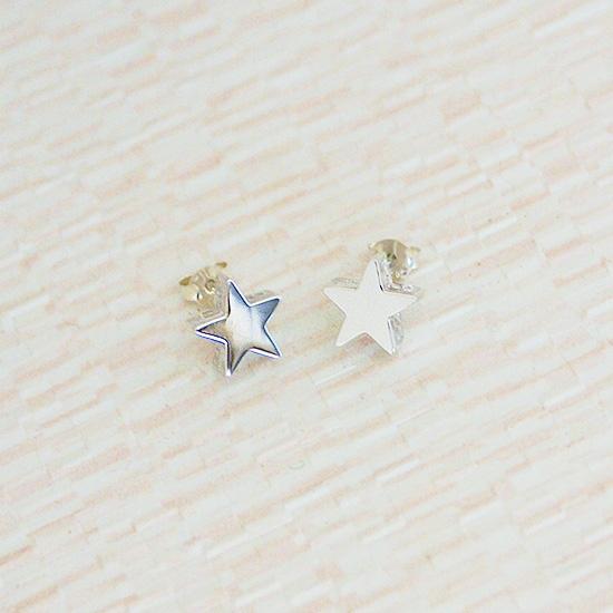 ブランツ 星のピアス ｜ 星型 ピアス シルバー 立体 装飾  両耳 五芒星 星空 宙ジュエリー 鏡面 星 star スター 流星 シルバー 銀 耳飾り 天体 夜空