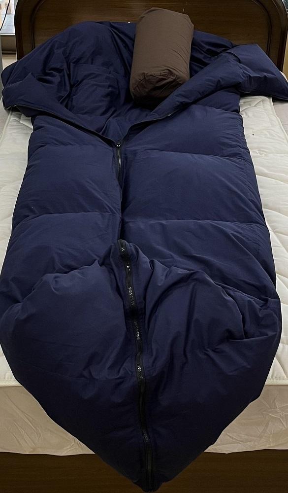 寝袋 羽毛寝袋 紺色 ( シングル )
