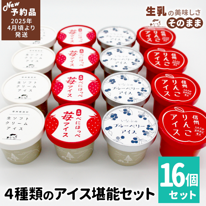 ✿新商品・先行予約✿4種類のアイス堪能16個セット 80ml 100ml  10000円 アイスクリーム アイス ミルク いちご りんご ブルーベリー  フレーバー 詰め合わせ アイス