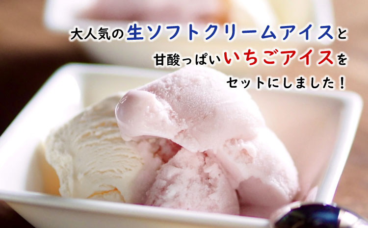 ふわふわ 優しいミルクの甘さ 生ソフトクリーム&いちごアイス　8個セット