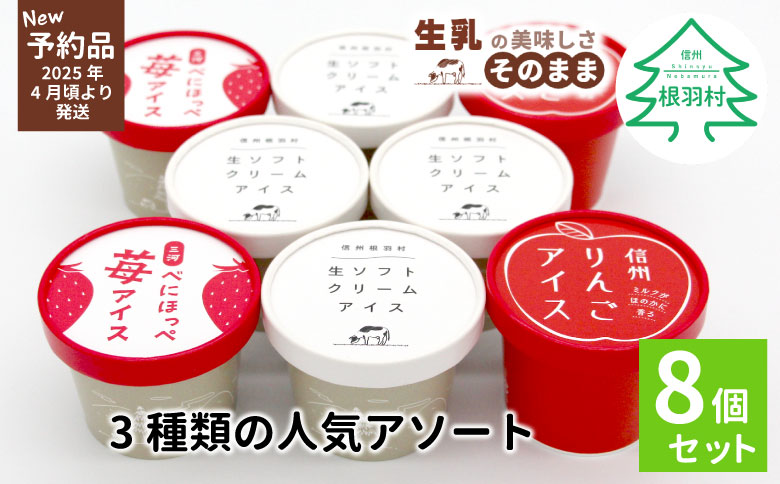 ✿新商品・先行予約✿3種類の人気アソート 8個入り 80ml 100ml  5000円 アイスクリーム アイス ミルク いちご りんご