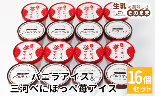 〈スピード発送〉バニラアイス＆紅ほっぺいちごアイス 16個入り 80ml  アイスクリーム アイス バニラ 苺 紅ほっぺ いちご 根羽村 ネバーランド 12000円