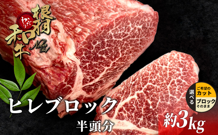 数量限定★根羽こだわり和牛 ヒレ ブロック 半頭分 約3kg 黒毛和牛 ヒレステーキ ブロック肉　塊肉 塊 牛肉 国産牛 お祝い パーティ ステーキ 焼肉 BBQ 霜降り すき焼き しゃぶしゃぶ 大人数