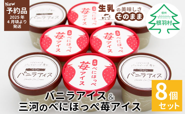 ★新商品・先行予約★バニラアイス＆紅ほっぺいちごアイス 8個入り 80ml 5000円 アイスクリーム  バニラアイス アイス 紅ほっぺ 苺 いちご