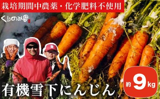 有機雪下にんじん 約9kg 栽培期間中農薬・化学肥料不使用 ［くりのみ園］ 人参 ニンジン 野菜 やさい 長野県産 信州産 期間限定 長野県産 信州産 国産 小布施町 【2026年1月～3月発送】 ［H-95］